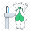Wash Basin Bath Basin Bear Character Icon
