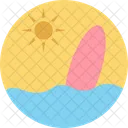 Beach Surfboard Sun Icon