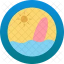 Beach Surfboard Sun Icon