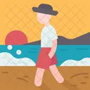 Beach Walking Man Icon