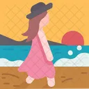 Beach Walking Woman Icon