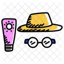 Hat And Glasses Beach Accessories Beach Equipment Icon