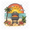 Bbq Party Beach Cooking Person Icon