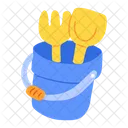 Summer Sand Bucket Beach Umbrella Icon