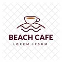 Beach Cafe Hot Coffee Cafe Logomark Icon
