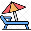 Beach Chair Lounger Parasol Icon
