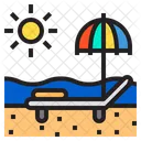 Beach Bed Sunset Vacation Icon