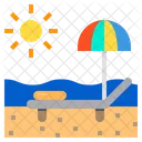 Beach Bed Sunset Vacation Icon