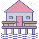 Beach House Beach Villa Cottage Over Sea Icon