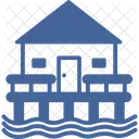 Beach House Beach Villa Cottage Over Sea Icon
