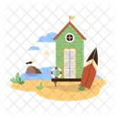 Beach Hut Shutters Surfboard Icon