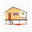 Beach Hut Stilts Party Flags Icon