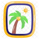 Tropical Island Beach Summer Vacation Icon