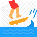 Beach Ocean Skimboarding Icon