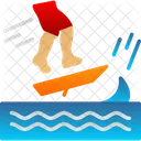 Beach Ocean Skimboarding Icon