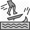 Beach Ocean Skimboarding Icon