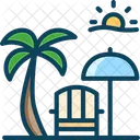 Beach Resort Beach Restaurant Coccnut Tree Icon