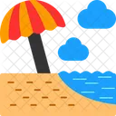 Beach Umbrella Sun Protection Beach Shade Icon