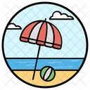 Beach Umbrella Sunshade Rain Protection Icon