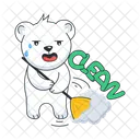 Broom Cleaning Bear Cleaning Cleaning Service Icon