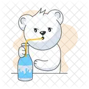 Drinking Milk Milk Bottle Bear Drinking Icon