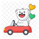 Love Car Bear Driving Valentine Car Icon