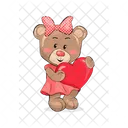Bear Female Holding Red Heart  Icon