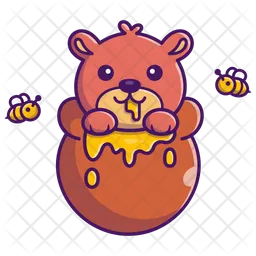 Bear In Honey Pot  Icon