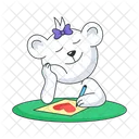 Bear Writing Writing Letter Romantic Letter Icon