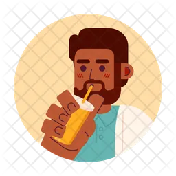 Bearded black guy drinking straw  Icon