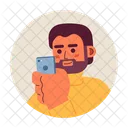 Looking At Phone Bearded Caucasian Holding Mobile アイコン