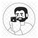 Bearded caucasian man looking at phone  アイコン