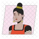Accessory Young Woman Bun Hairstyle Icon