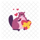 Beaver Valentines Day Heart Icon