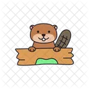 Beaver on wooden sign  Icon