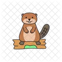 Beaver sitting on a log  Icon