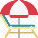 Bed Lounge Chair Umbrella Icon