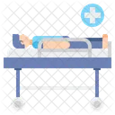 병상에 누워있는 환자 건강 아이콘