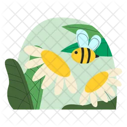 Bee And Flower Nectar  Icon