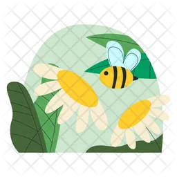 Bee And Flower Nectar  Icon