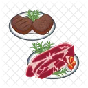 Beef, beef grilled with topping in  plate  Icon