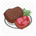 Beef, beef grilled with topping in  plate  Icon