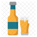 Beer Bottle And Glass  Icon