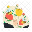 Bees And Flower Bee And Flower Nectar Bee Fetching Nectar Icon