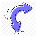 Twin Arrows Bended Arrows Two Way Icon