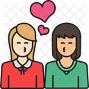 Beso De Pareja De Mujeres Mixtas Icono