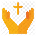 Beten Hand Kreuz Symbol