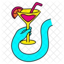 Vibrant Holding Juice Glass Illustration Drinking Juice Beverage In Hand Icon