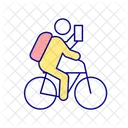 Bicycle traveler with smartphone  Icon