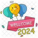 Bienvenido 2024 Ano Nuevo Celebracion Icono